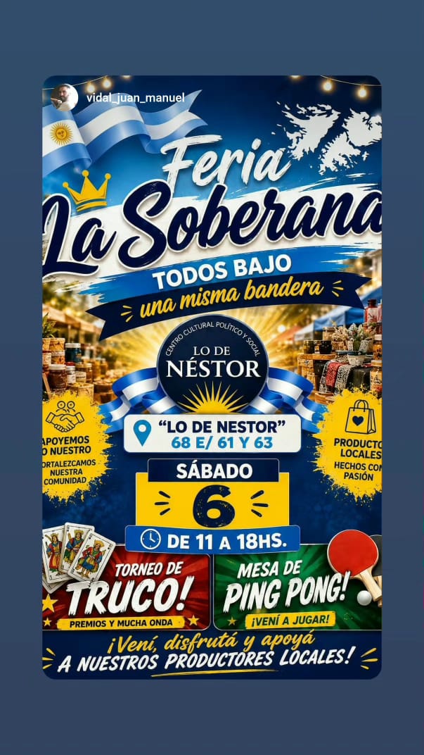  La Feria “La Soberana” realizará una nueva jornada en “Lo de Néstor” con actividades para toda la comunidad