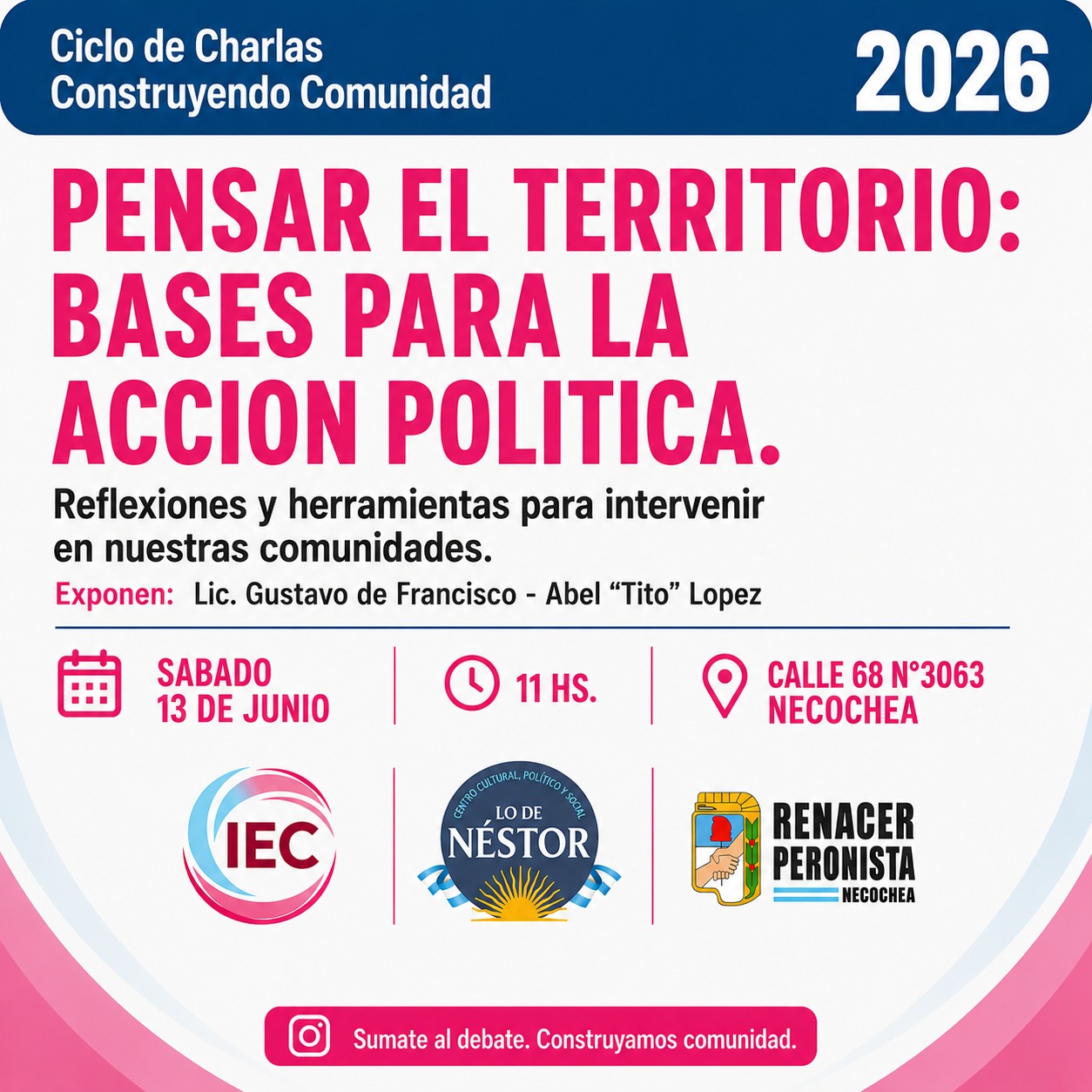 En Necochea se realizará una nueva charla del ciclo “Construyendo Comunidad 2026”