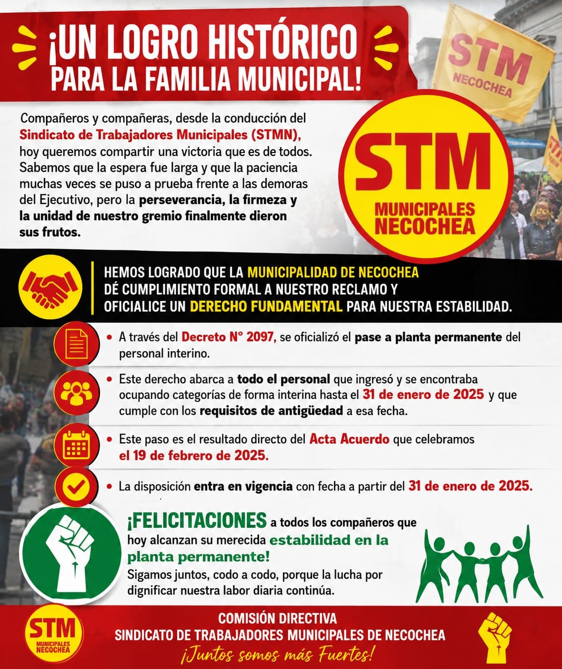 UN LOGRO HISTÓRICO PARA EL SINDICATO MUNICIPAL